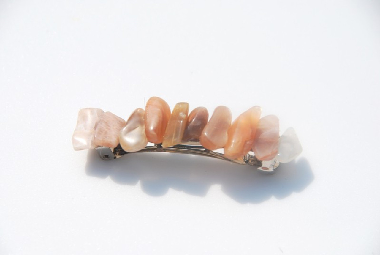 Peach Moonstones French Barrette Hair Clip