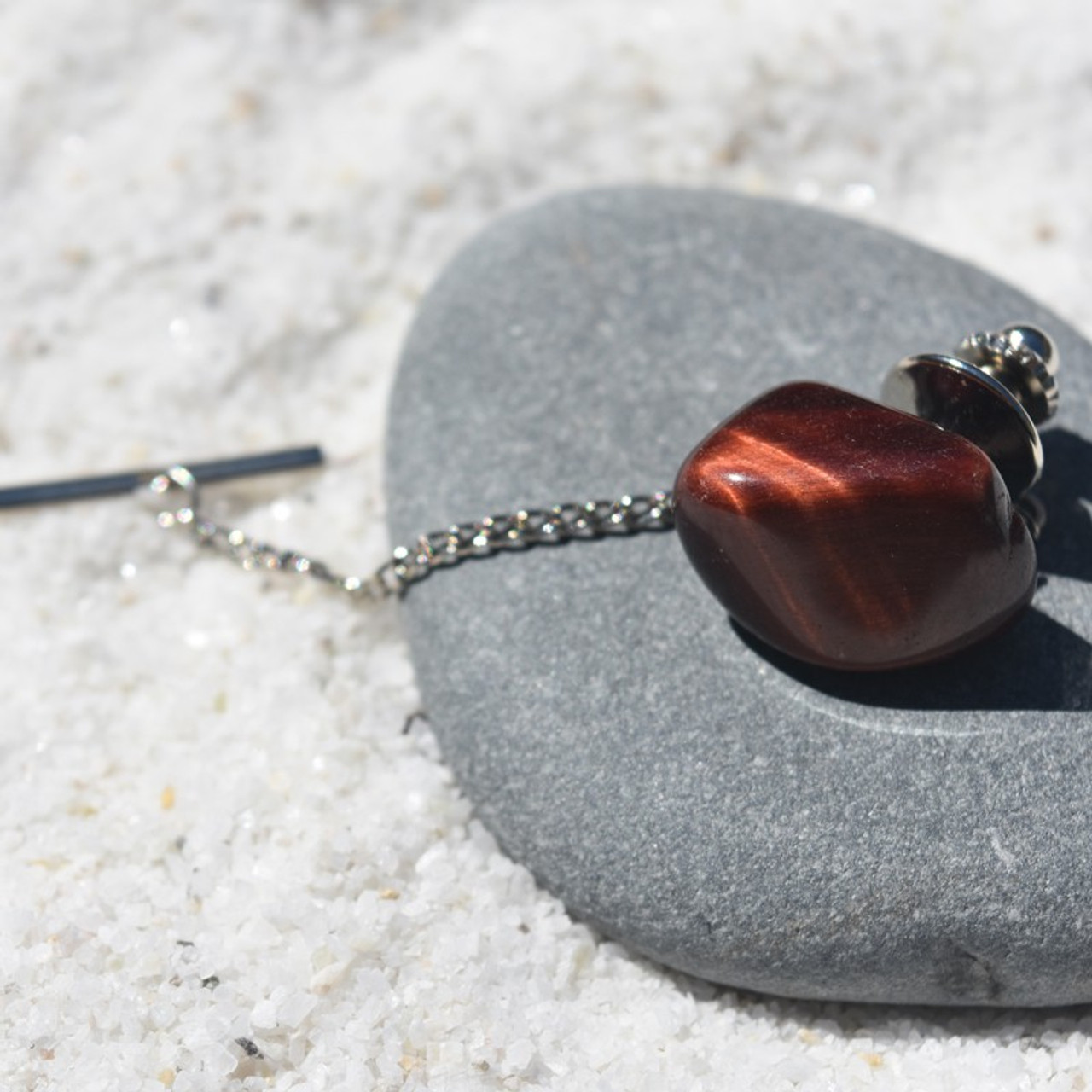 Red Tiger's Eye Stone Tie Tack 