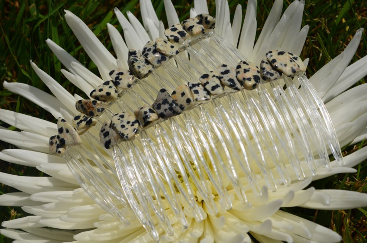 Dalmatian Jasper Stone Hair Combs