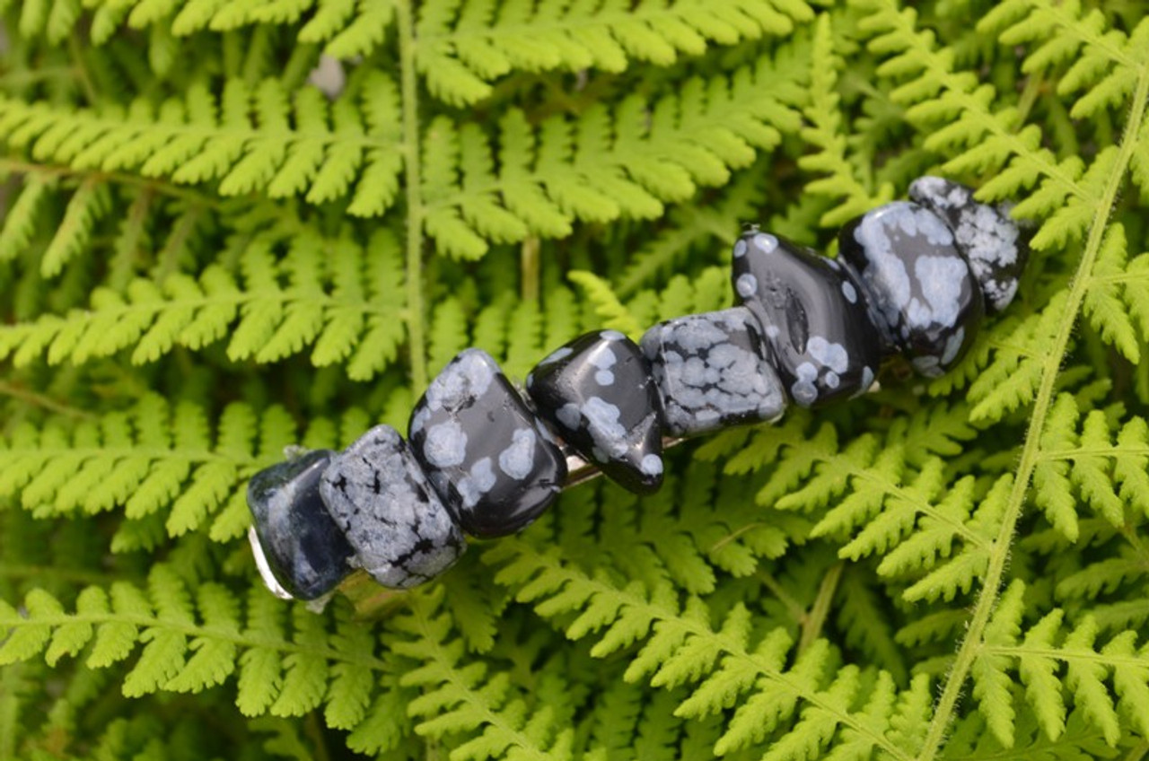 Snowflake Obsidian Stone French Barrette Hair Clip - 60 MM - Made to Order