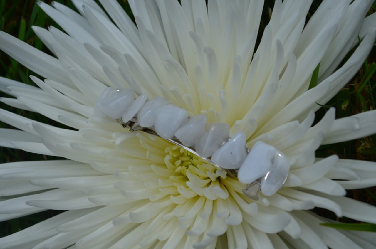 Snow Quartz Stone French Barrette Hair Clip