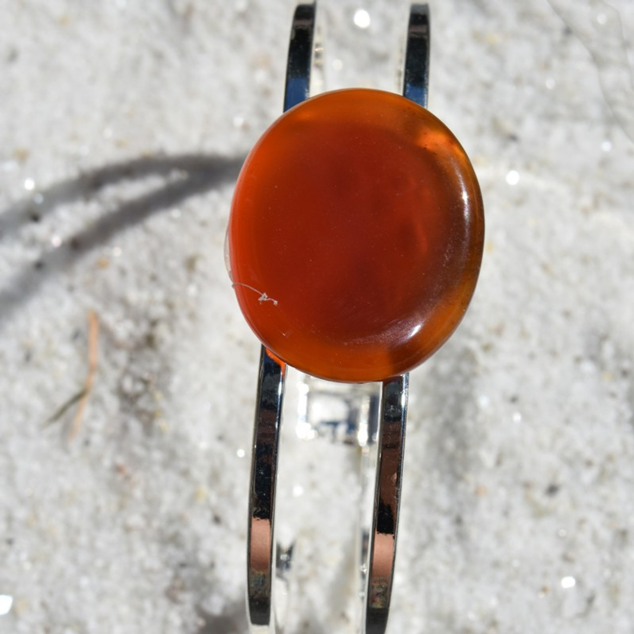 Carnelian Palm Stone Bangle Bracelet