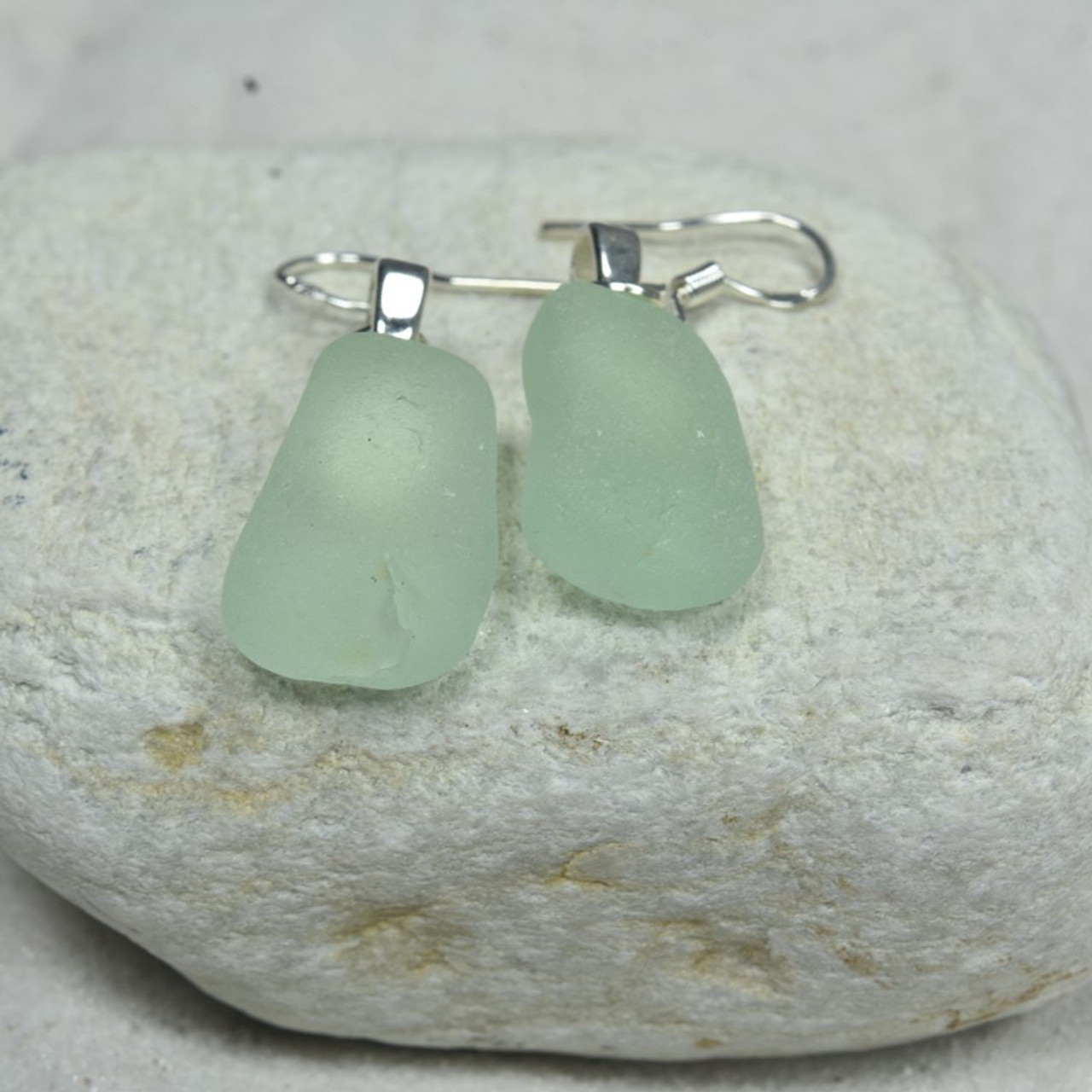 Dangling Aqua Sea Glass Earrings