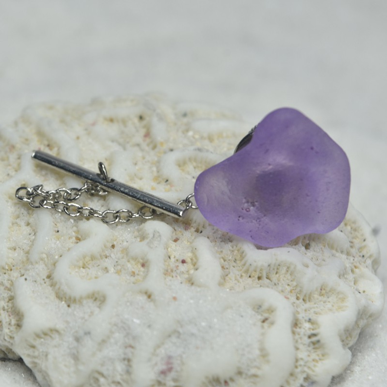 Surf Tumbled Purple Sea Glass Tie Tack