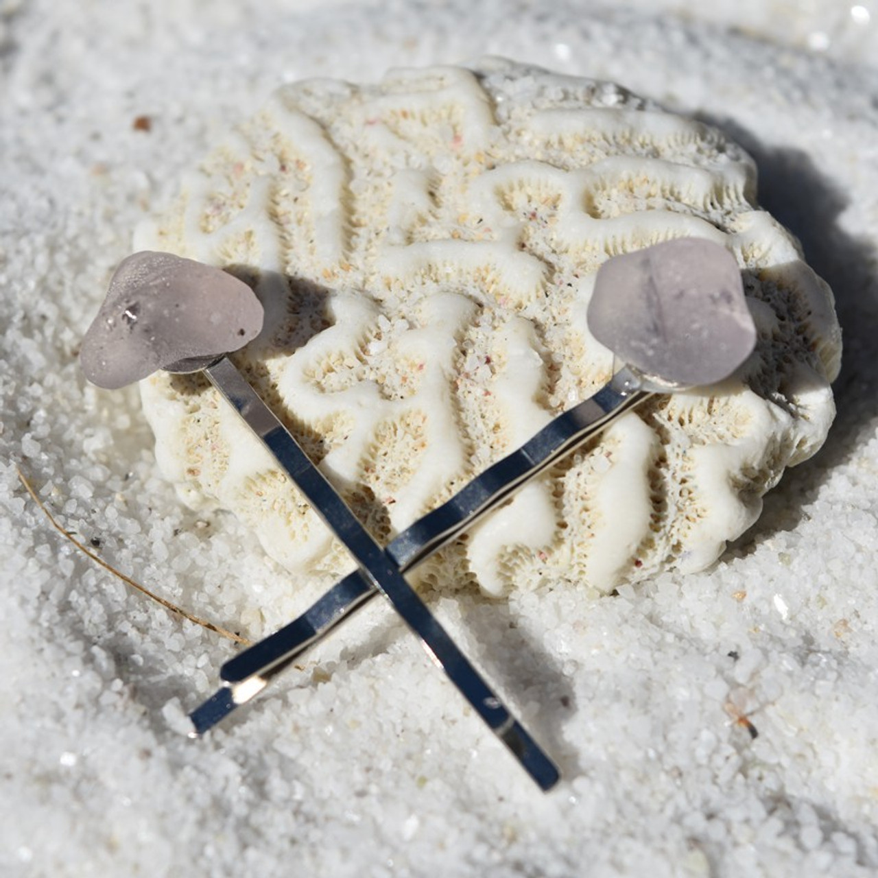 Lavender Sea Glass Bobby Pins