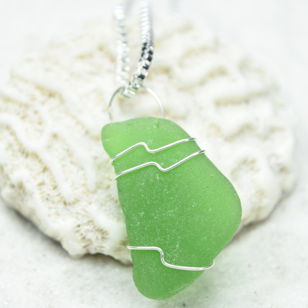 Green Sea Glass Necklace