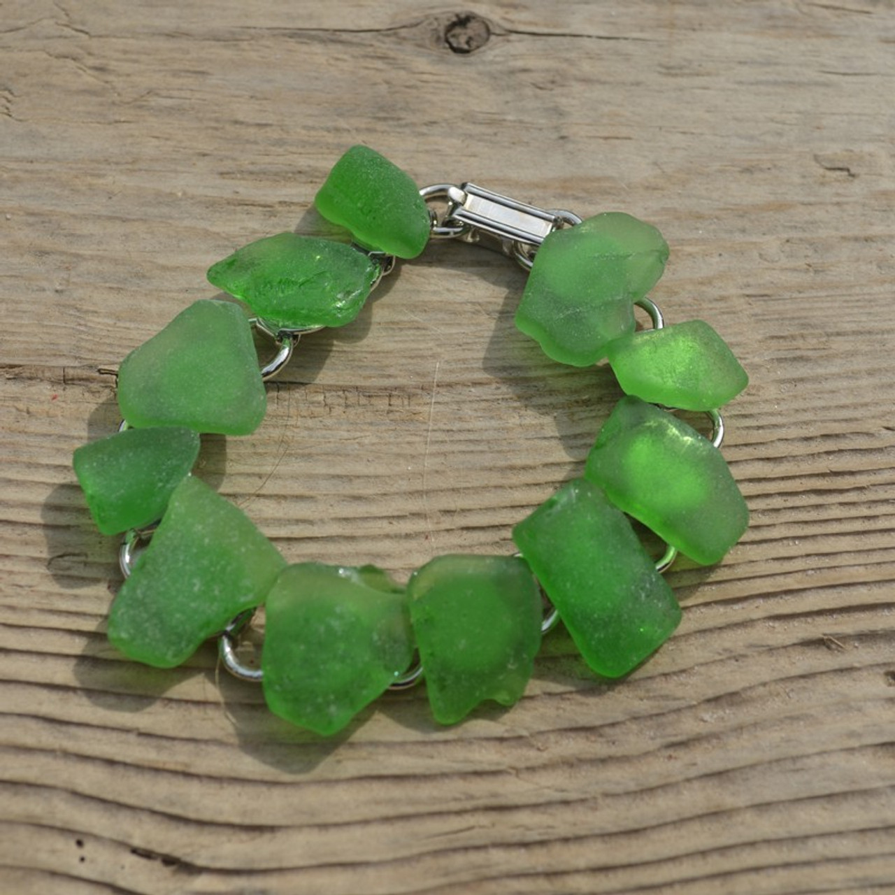 Green Sea Glass Bracelet 