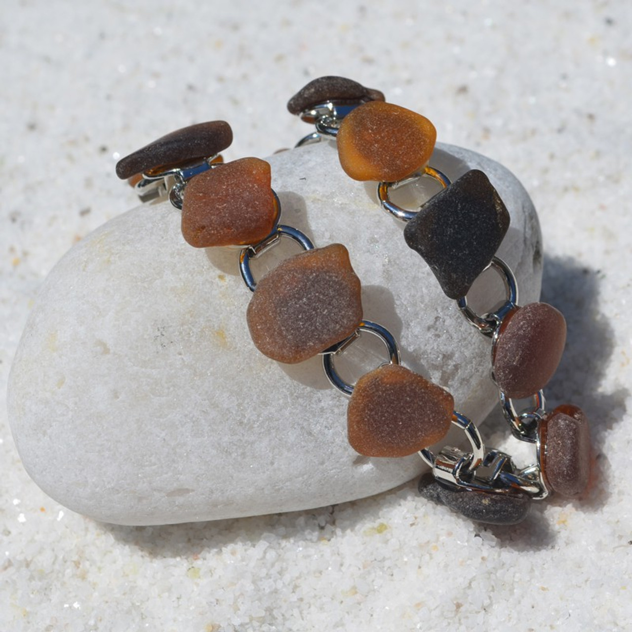 Brown Sea Glass Bracelet
