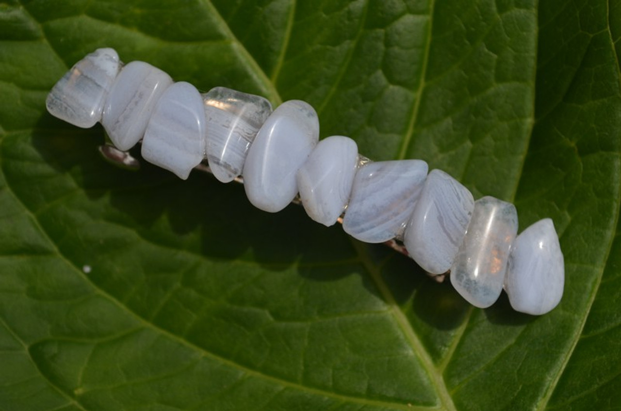 Tumbled Blue Lace Agate Stone Hair Clip