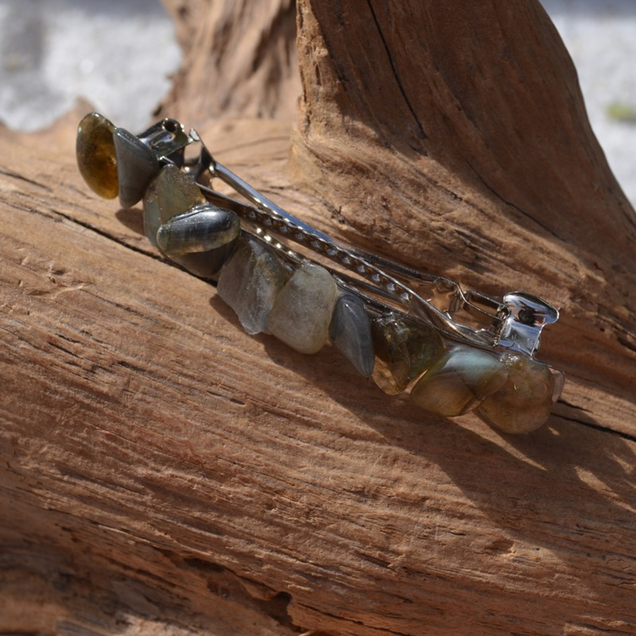 Labradorite Stone Hair Clip