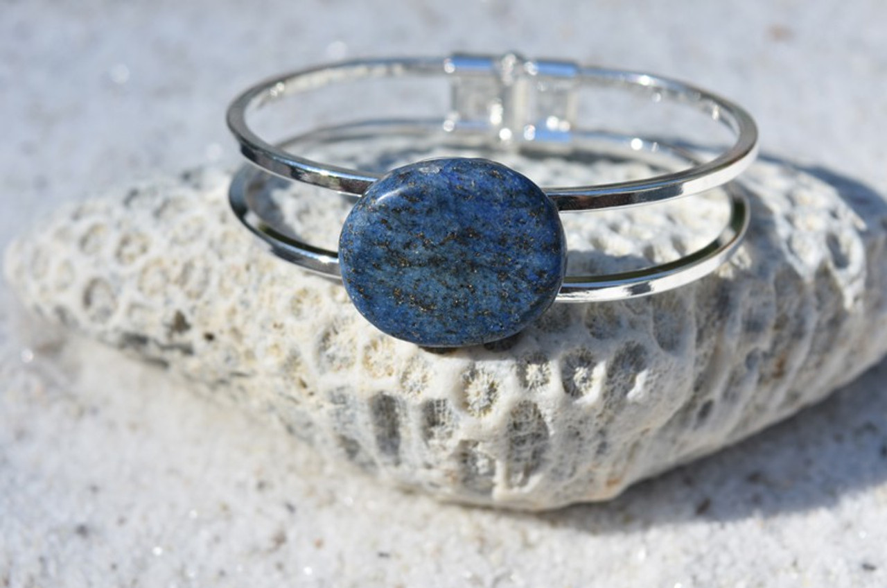 Lapis Lazuli Palm Stone Cuff Bracelet