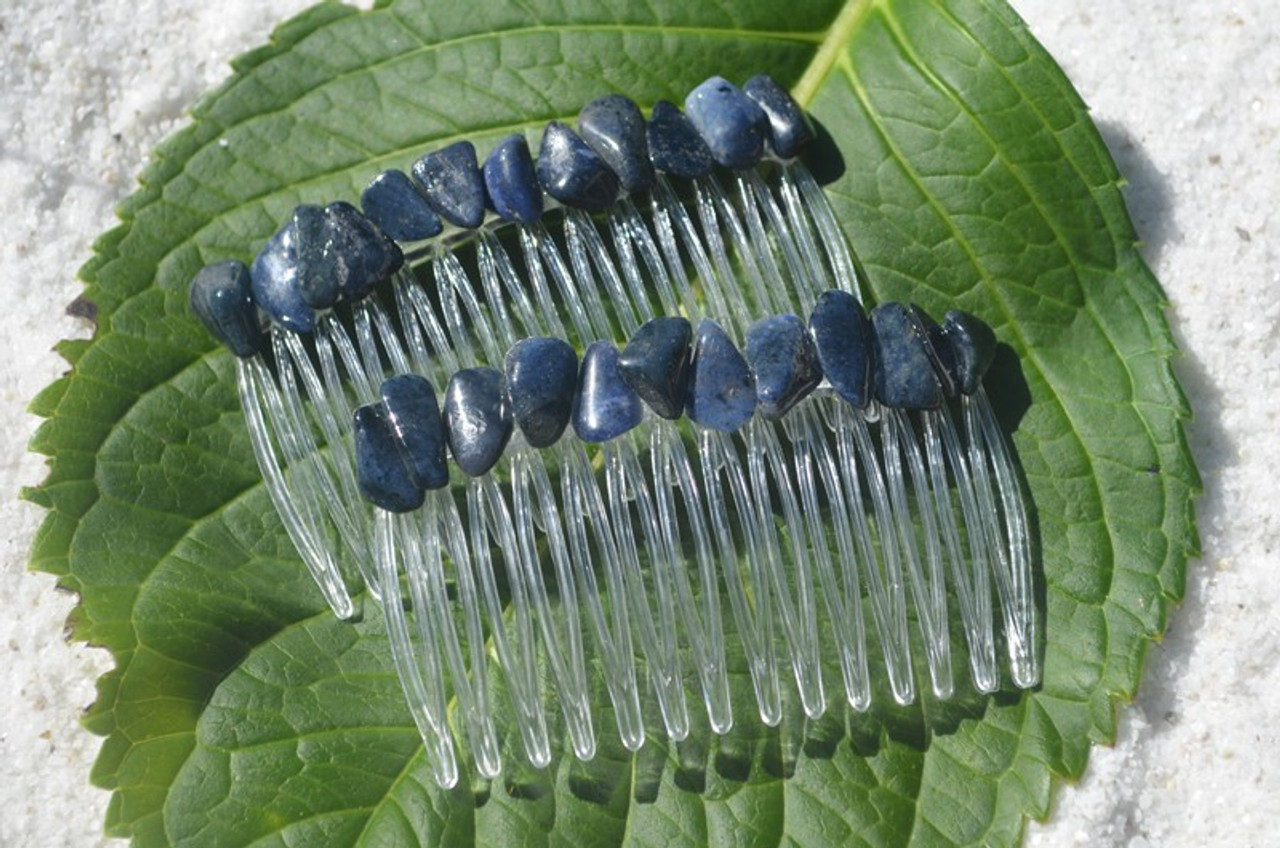 Dumortierite Stone Hair Combs