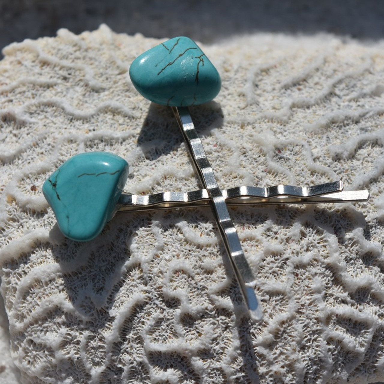 Turquoise  Stone Hair Pins (Quantity of 2) - Made to Order