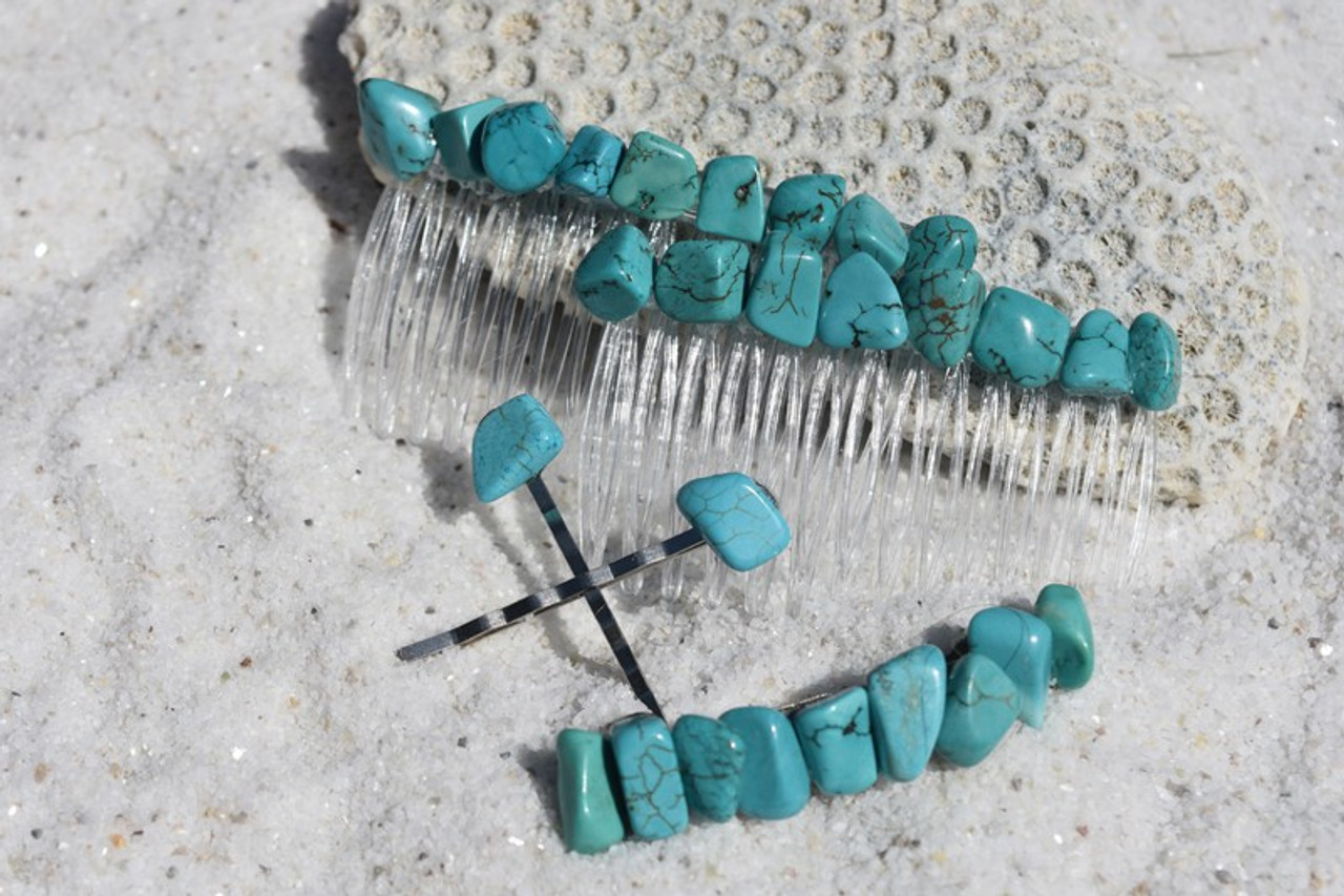 Turquoise Stone Hair Clip Set -