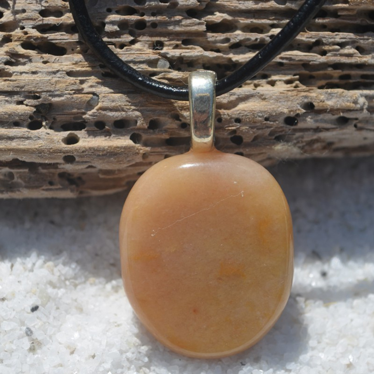 Yellow Jasper Palm Stone  Pendant