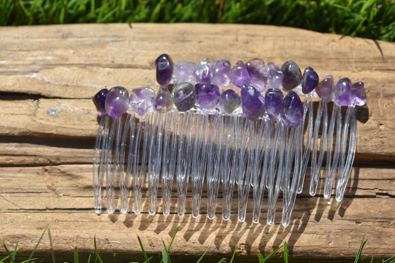  Amethyst Stone Hair Combs