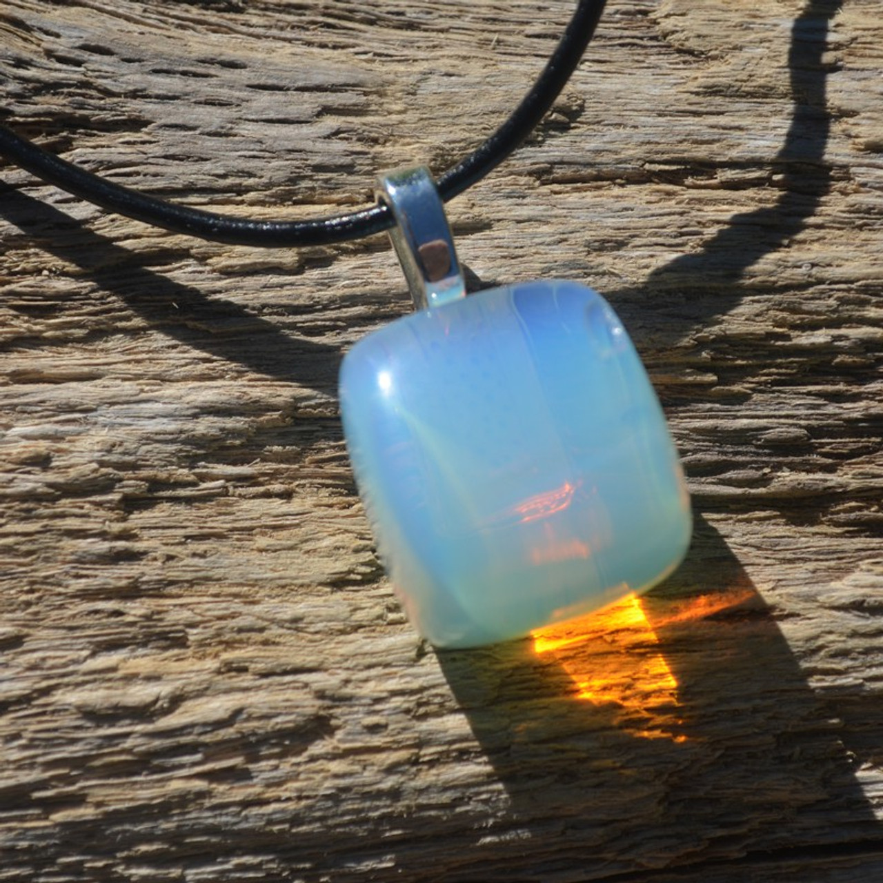 Opalite Stone on a Leather Thong Necklace - Made to Order