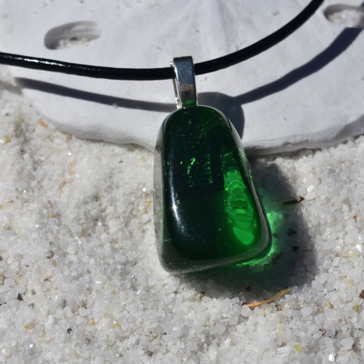 Green Obsidian Pendant and Necklace - Choose Sterling Silver