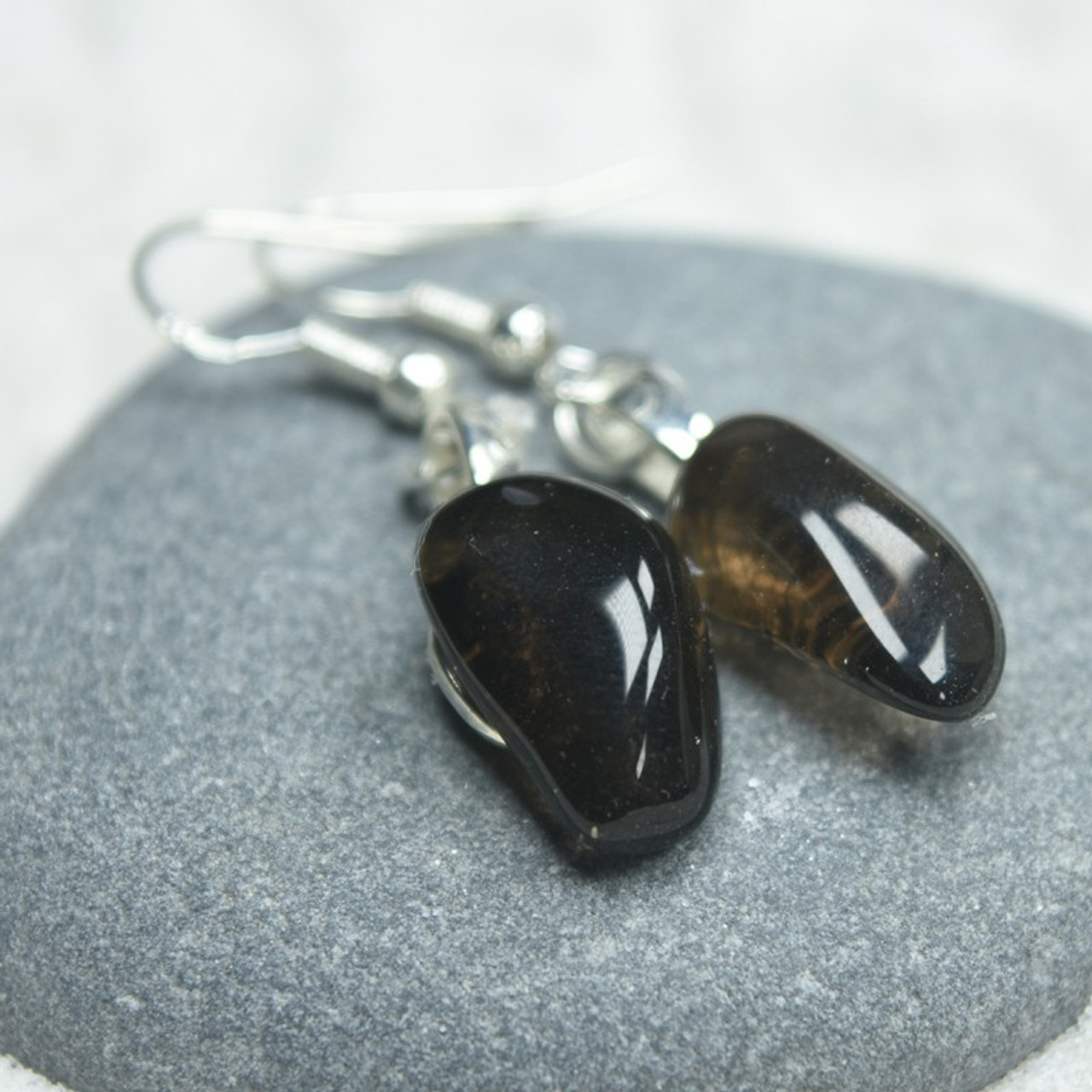 Tumbled Apache Tears Earrings