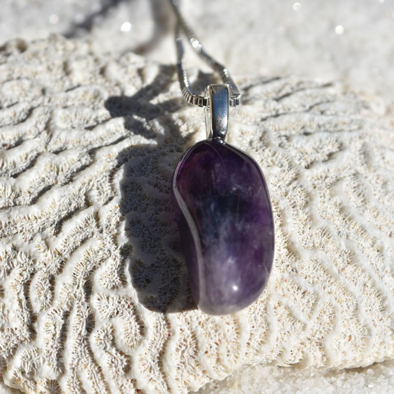 Amethyst Stone Pendant and Necklace - Choose Sterling Silver Chain or Leather Cord - Quantity of 1 - Made to Order