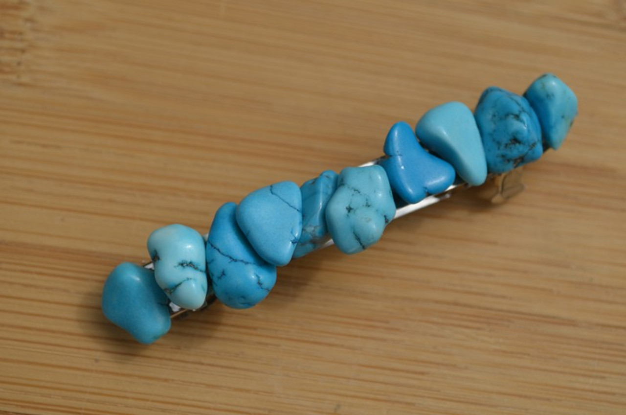  Blue Magnesite Turquenite Stone Barrette