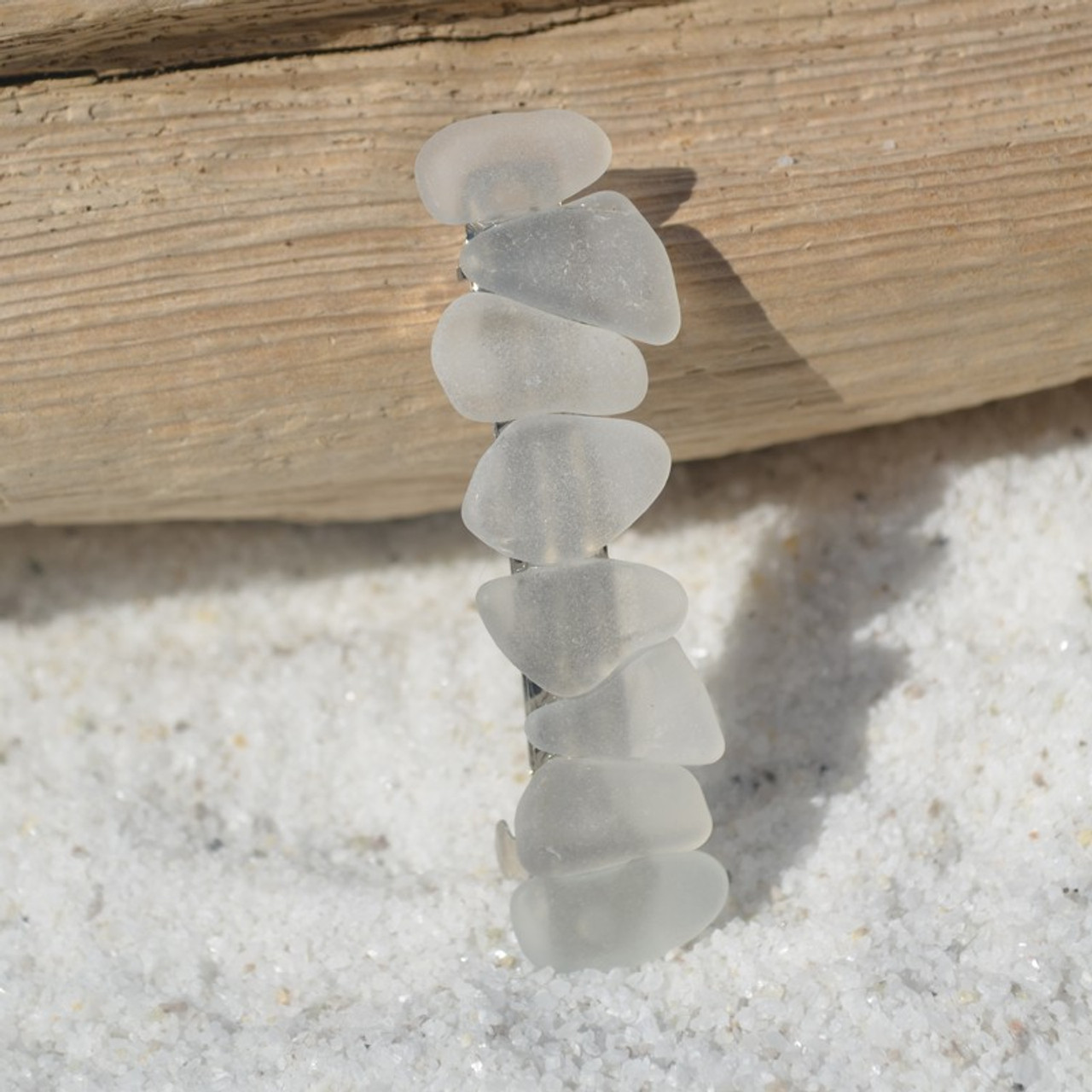 White Sea Glass Hair Clip