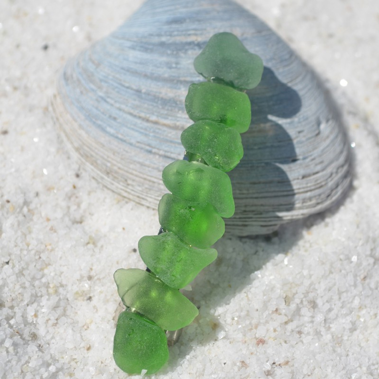 Green Sea Glass French Barrette