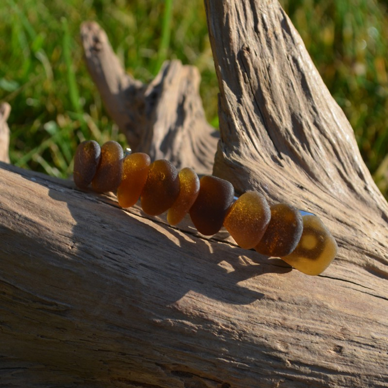 Layered Brown Sea Glass French Barrette