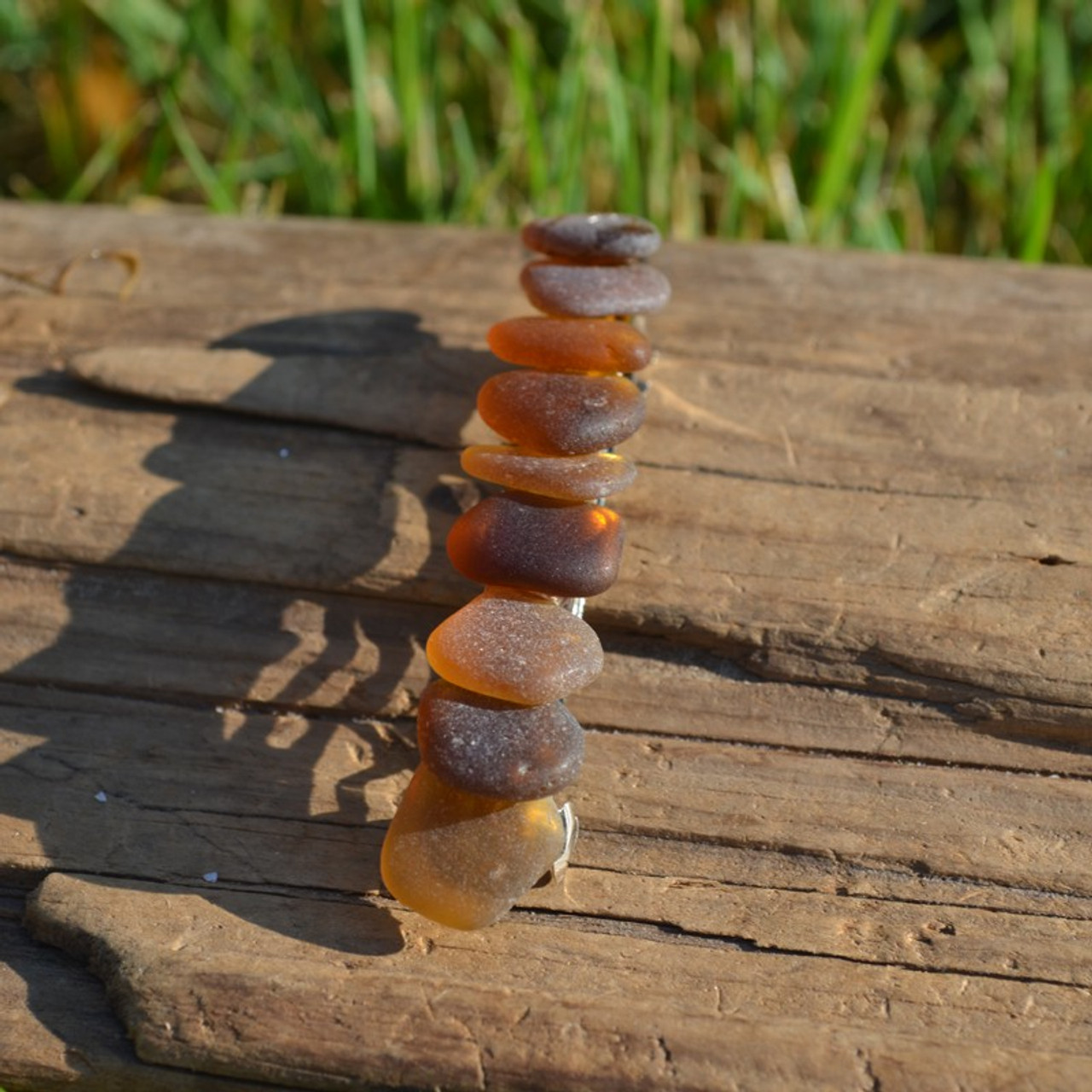 Brown Sea Glass French Barrette