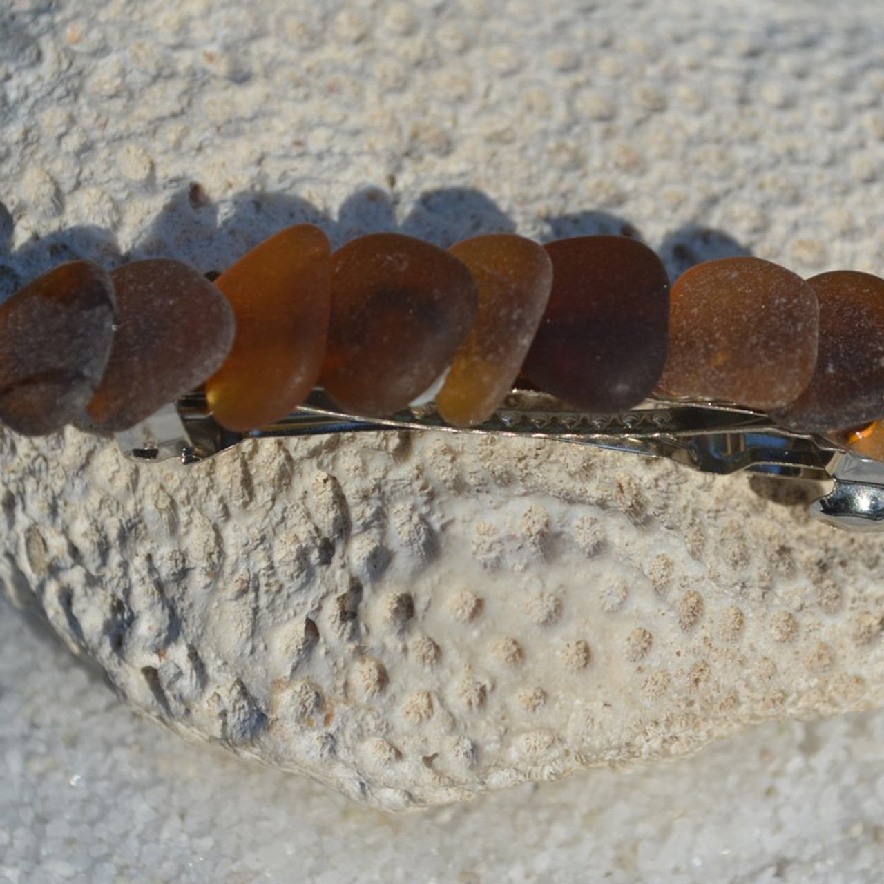 Brown Sea Glass Barrette