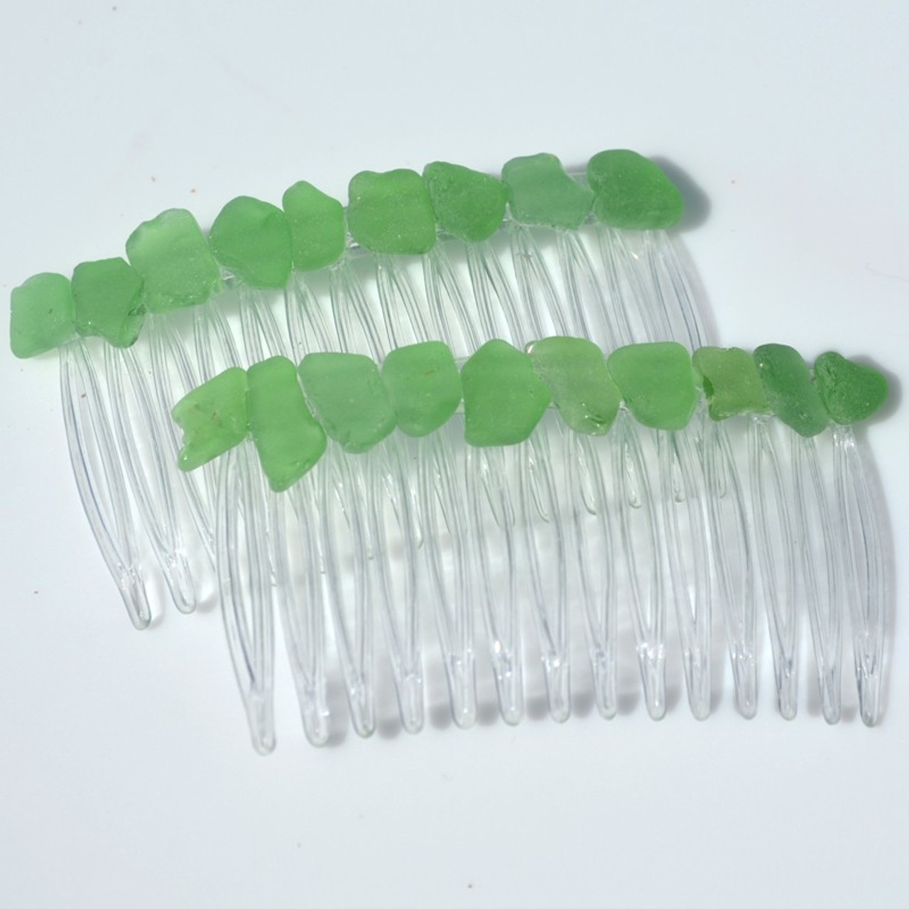 Green Sea Glass Hair Combs