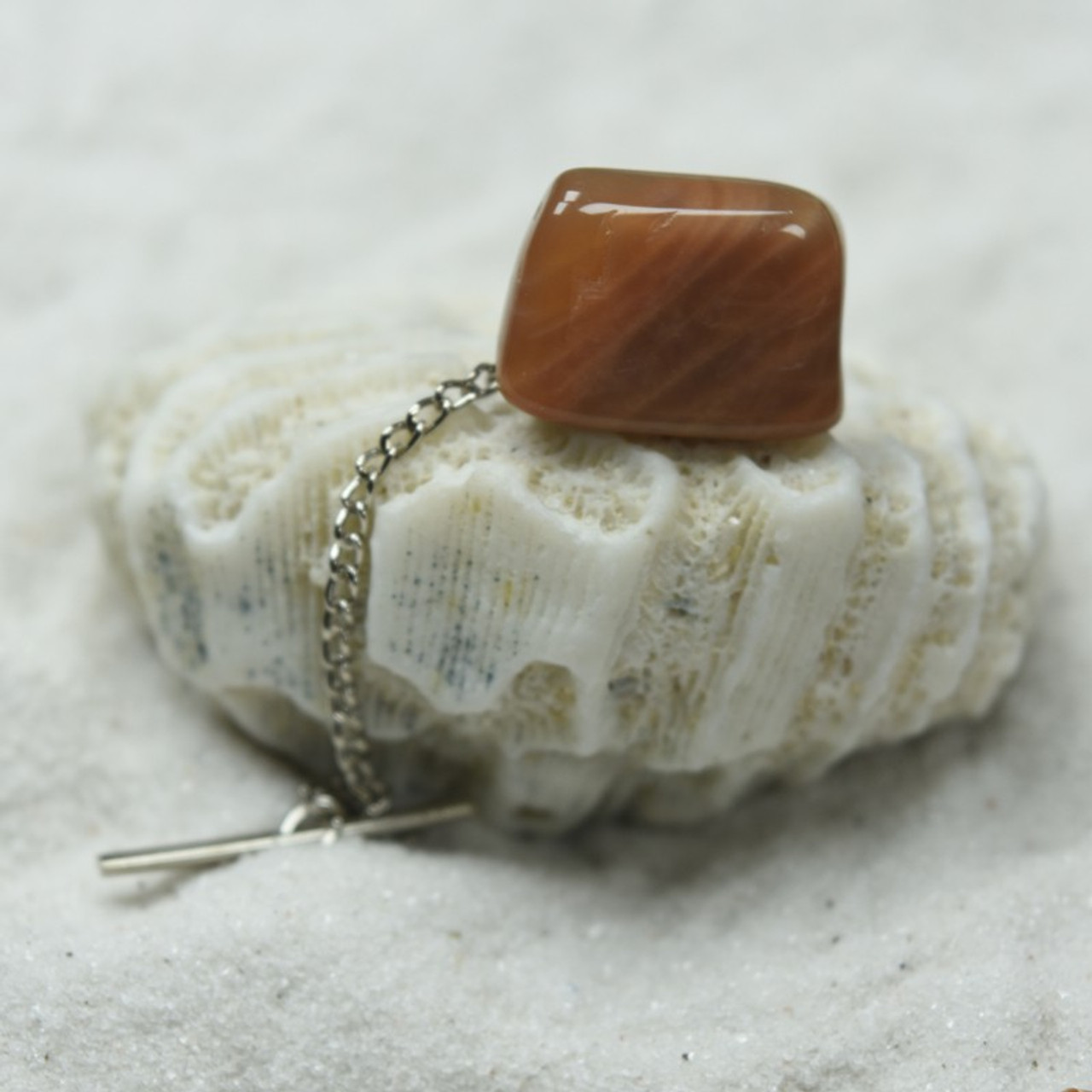 Tumbled Peach Moonstone Tie Tack