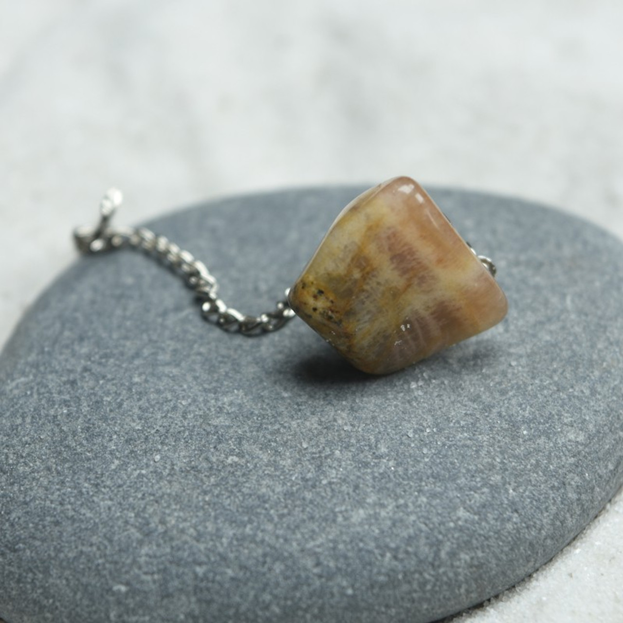 Tumbled Peach Moonstone Tie Tack