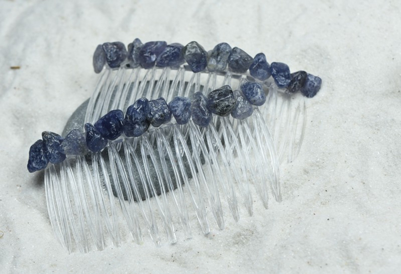 Iolite Stone Hair Combs