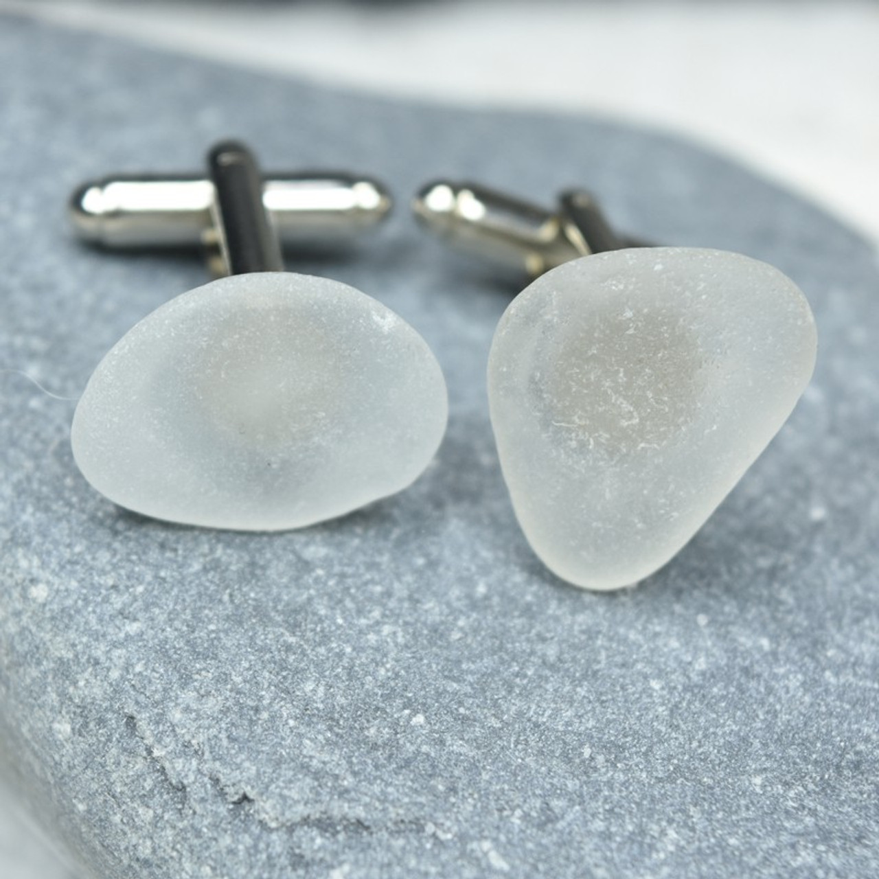 Frosted Sea Glass Cufflinks 