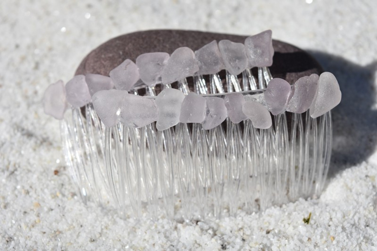 Purple Sea Glass Hair Combs