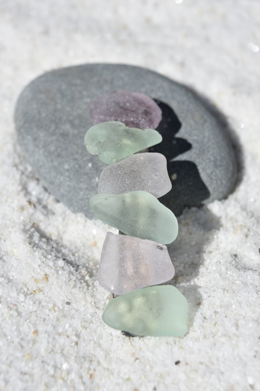 Aqua and Purple Sea Glass Hair Clip