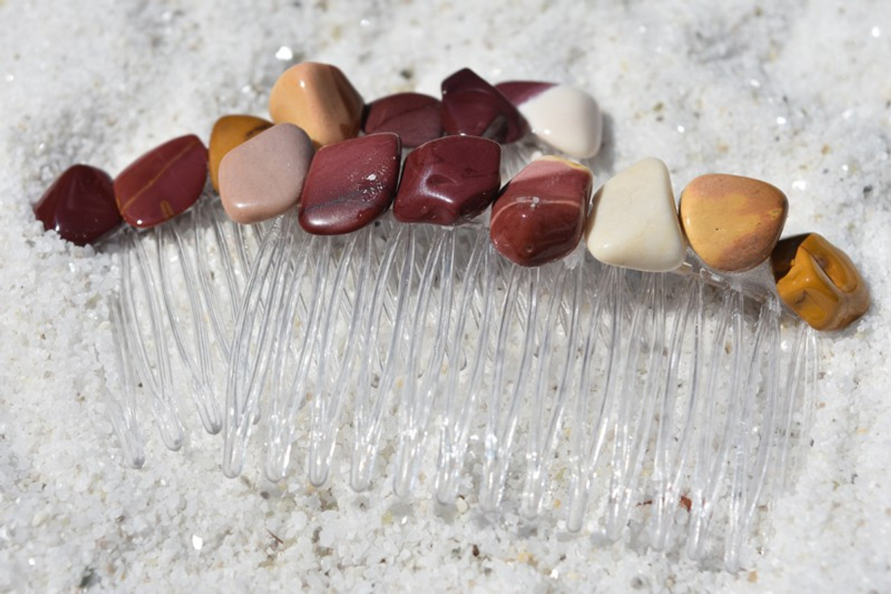 Mookaite Jasper Stone Hair Combs (Quantity of 2) - Made to Order