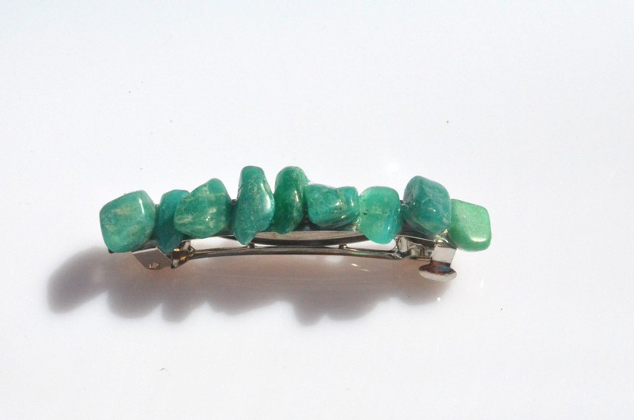 Amazonite Stone French Barrette - 60 mm - Made to Order