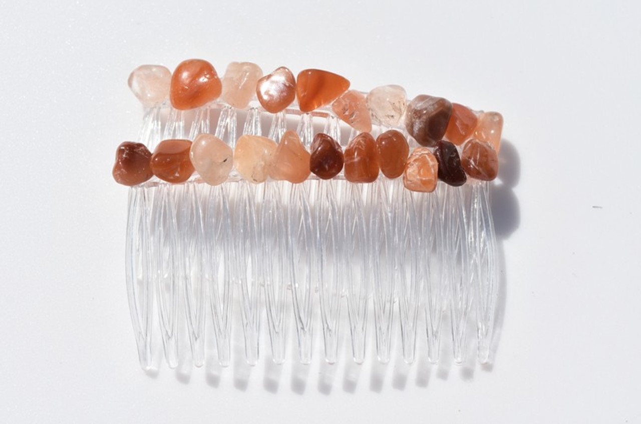 Tumbled Red Quartz Stone Hair Combs