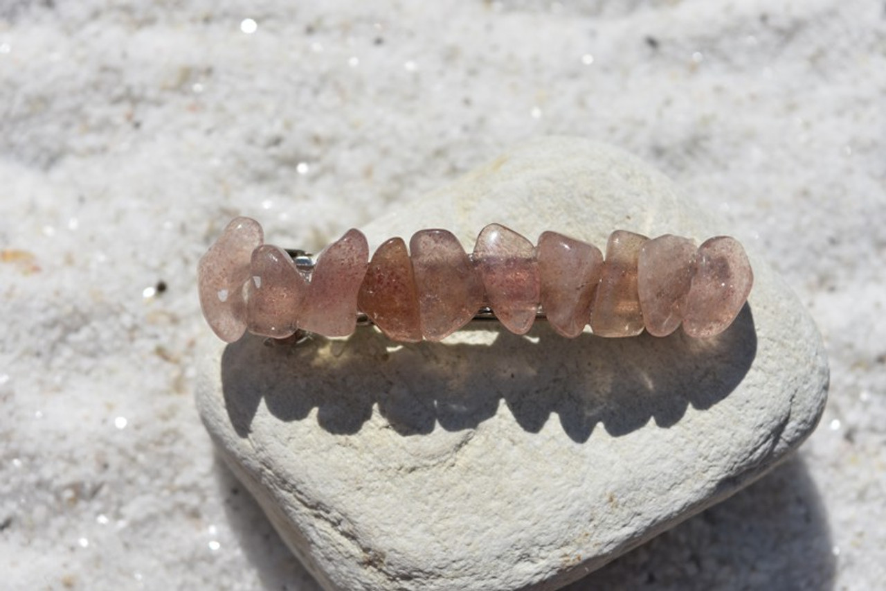 Red Aventurine Stone French Barrette