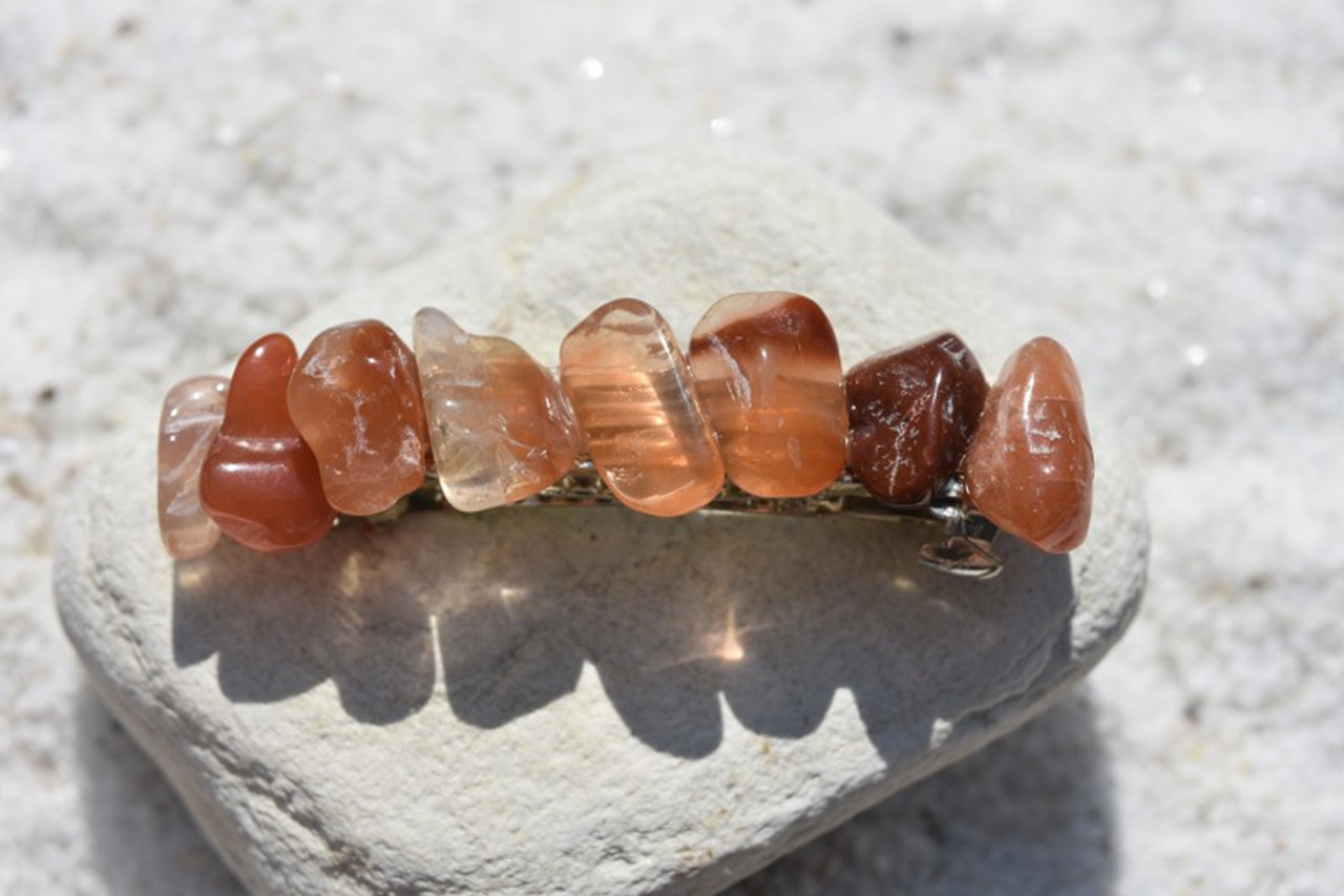 Red Quartz Stone French Barrette