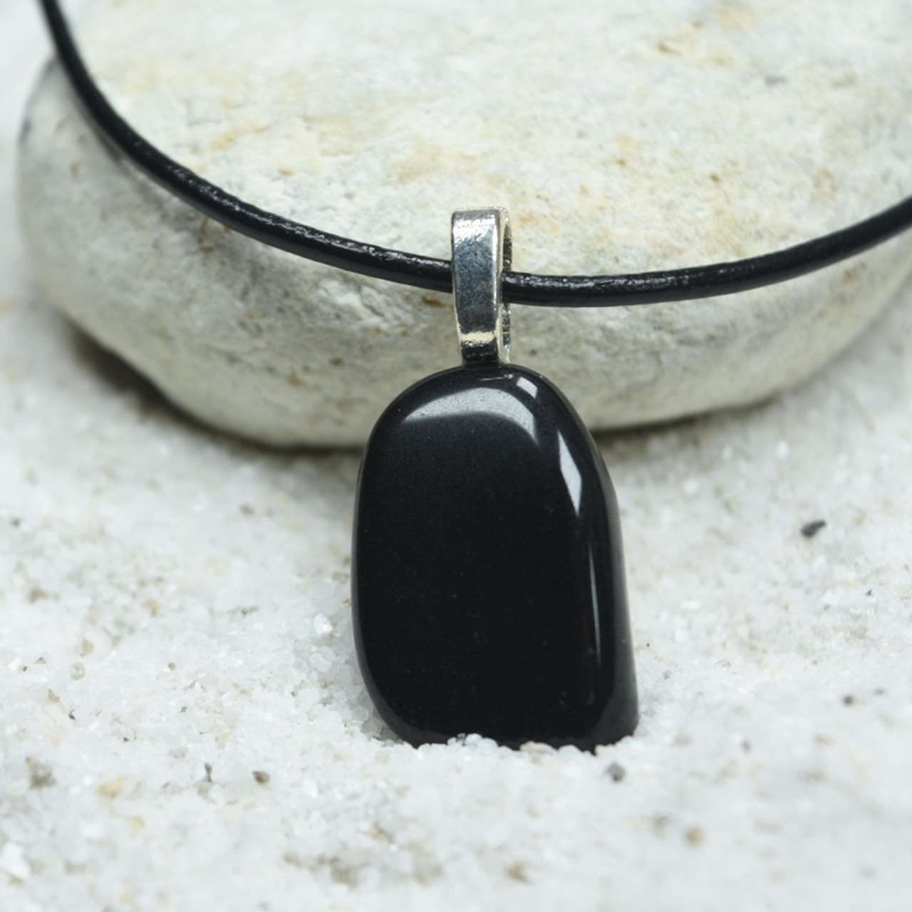 Tumbled Apache Tears Stone Necklace