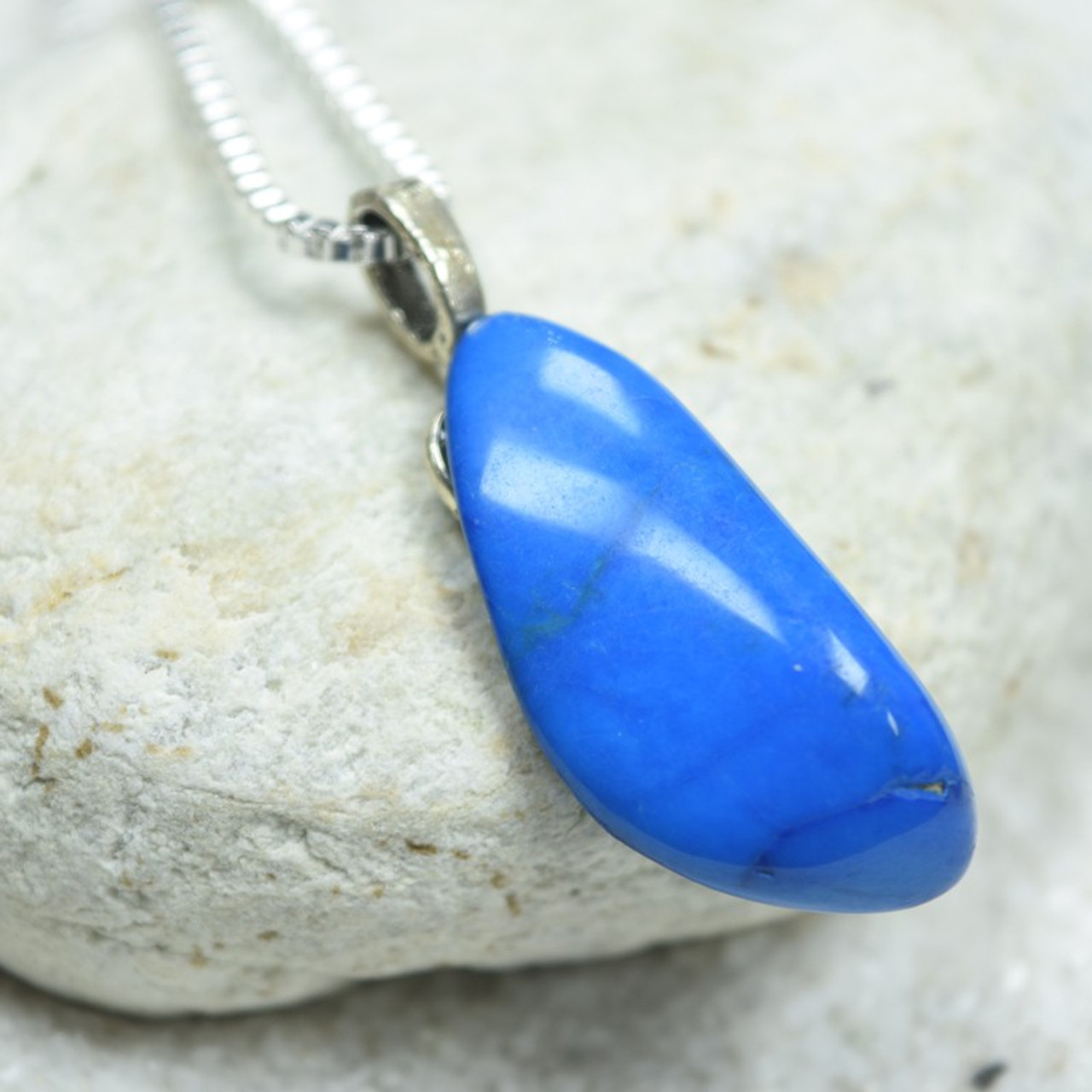 Tumbled Blue Howlite Stone Pendant