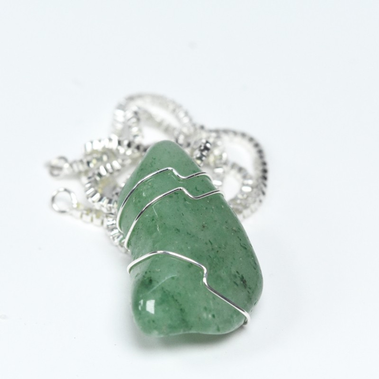 Wire Wrapped Green Aventurine Stone Necklace