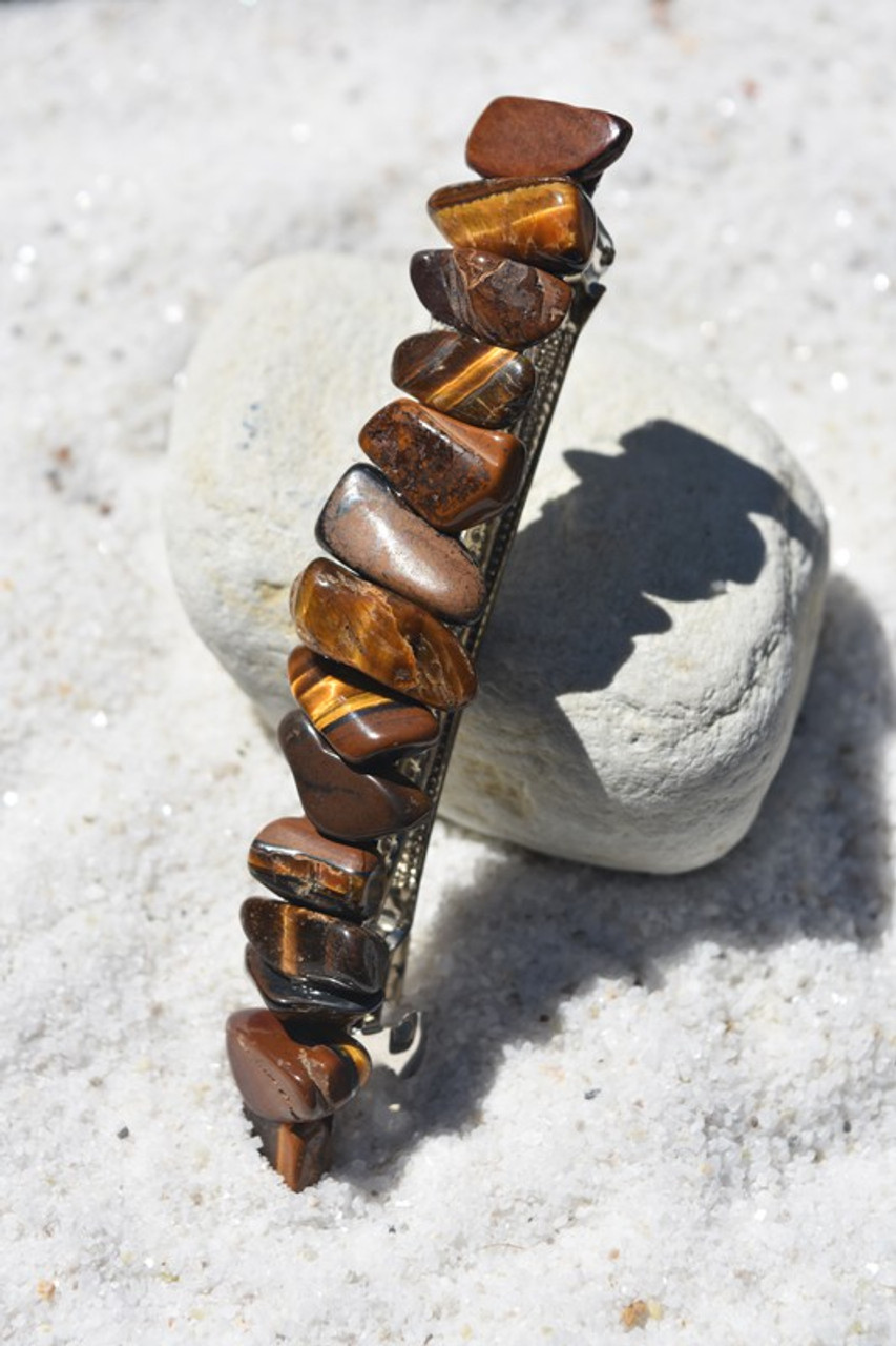 Gold Tiger's Eye Stone French Barrette 