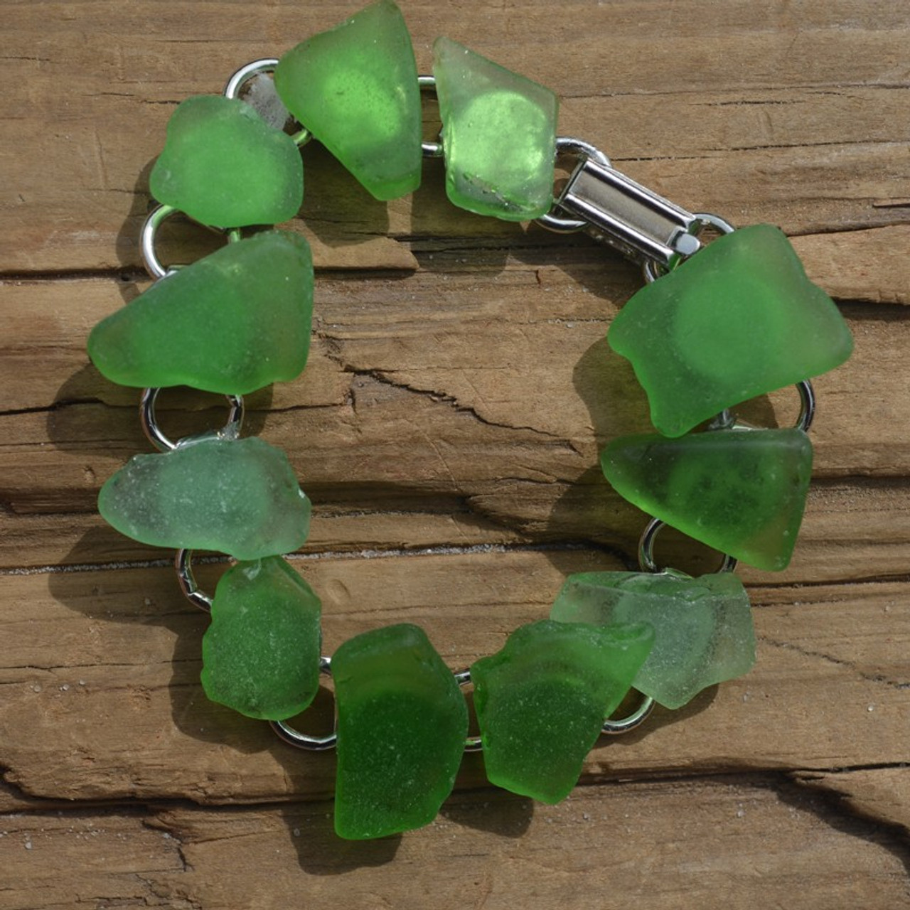 Green Sea Glass Bracelet