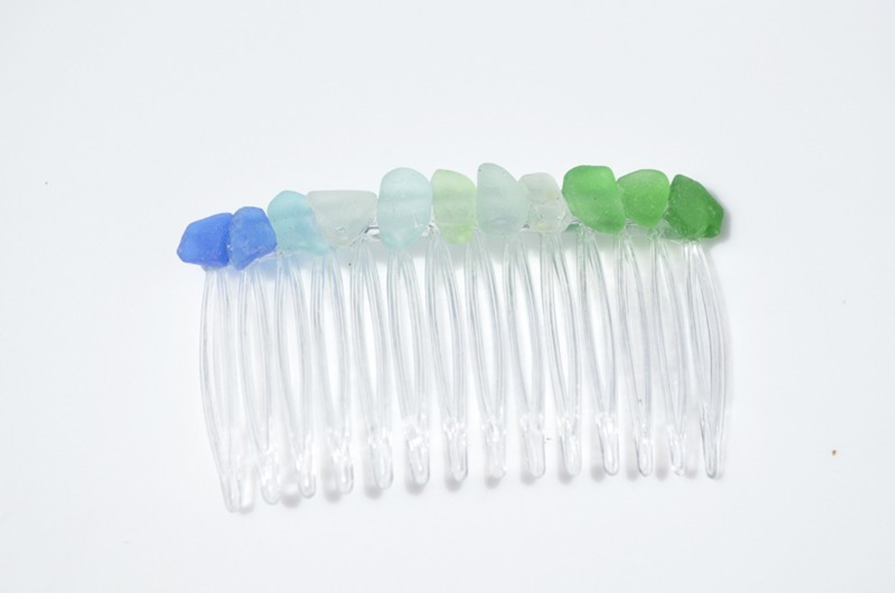  Rainbow Sea Glass Hair Comb