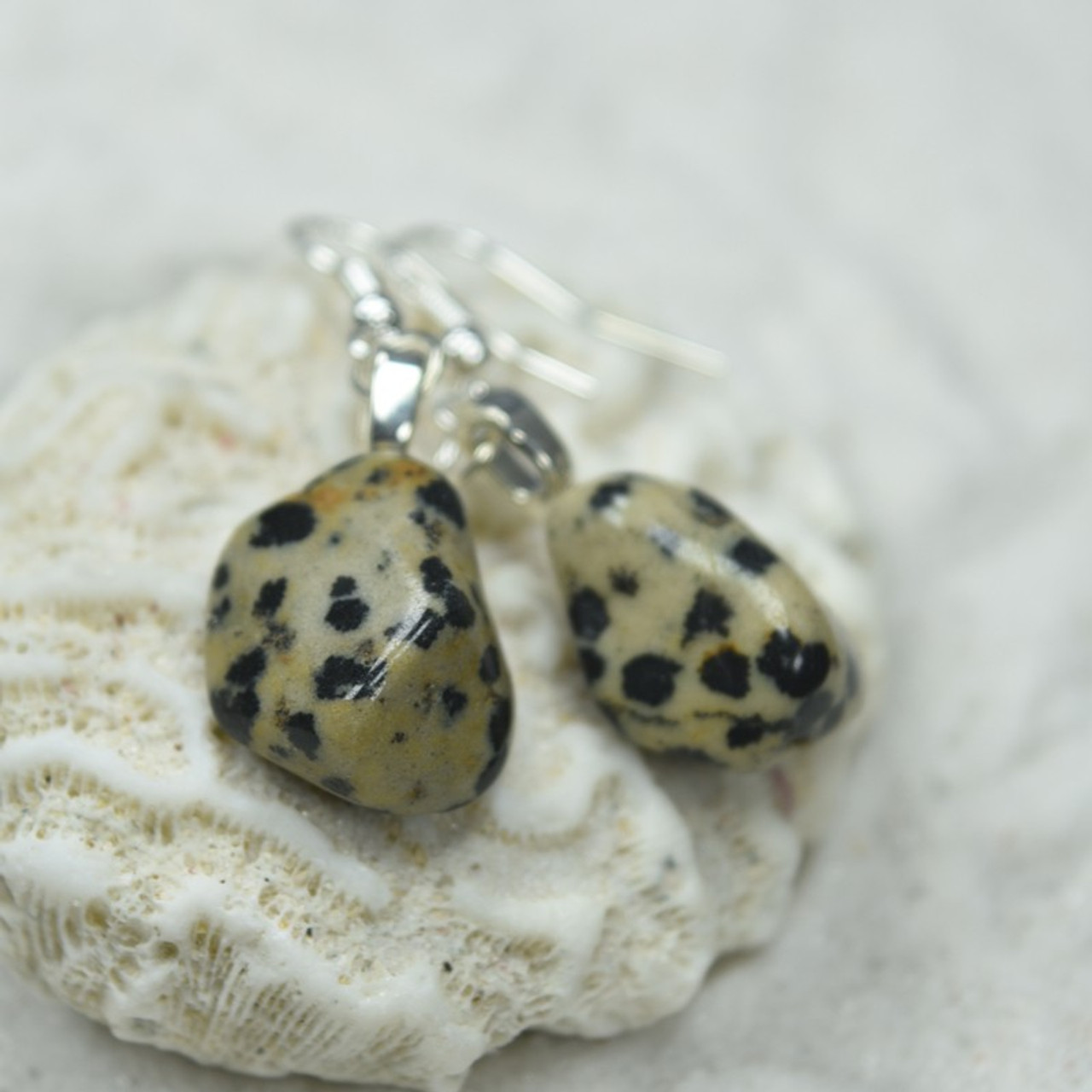 Dalmatian Stone Dangling Earrings 