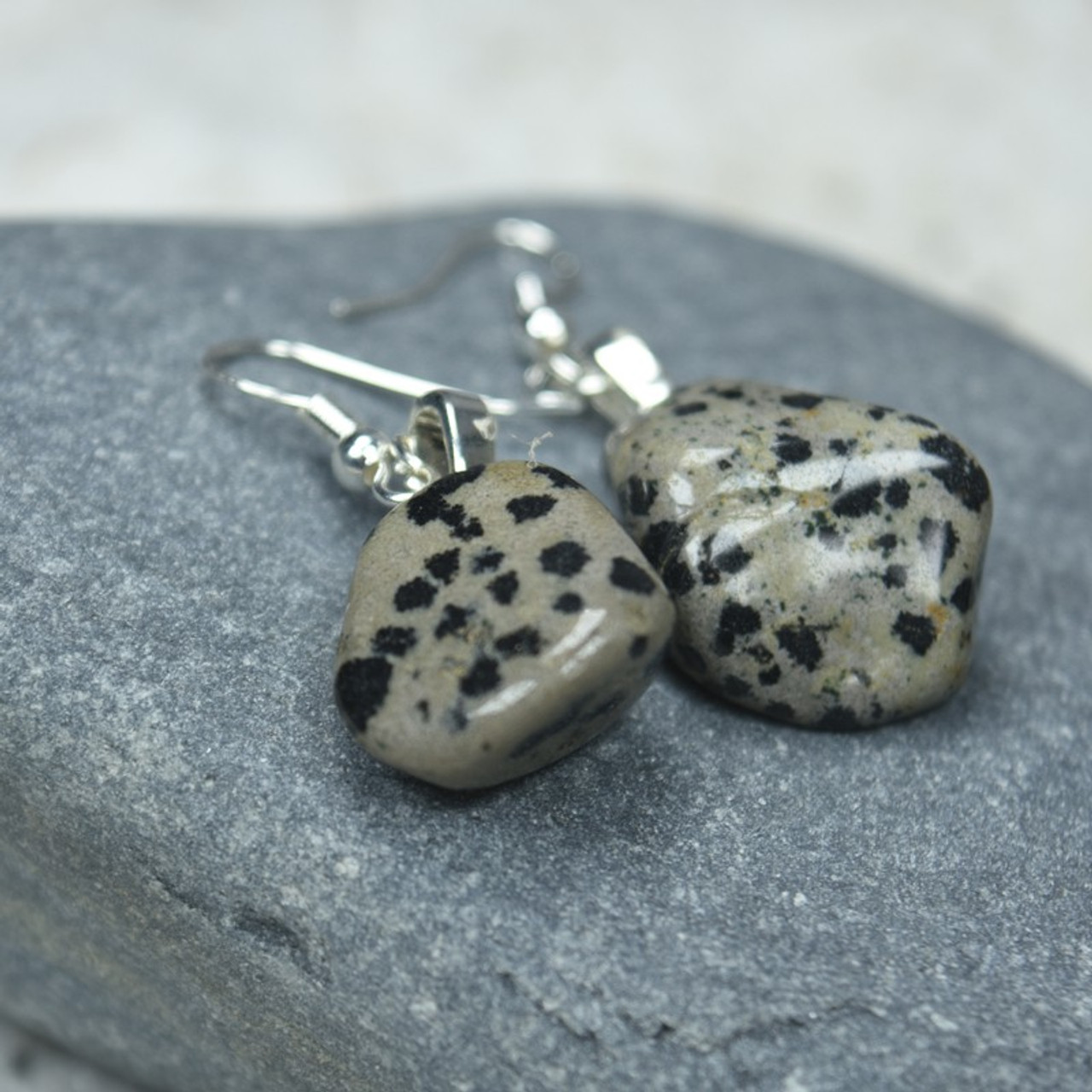 Dangling Dalmatian Stone Earrings